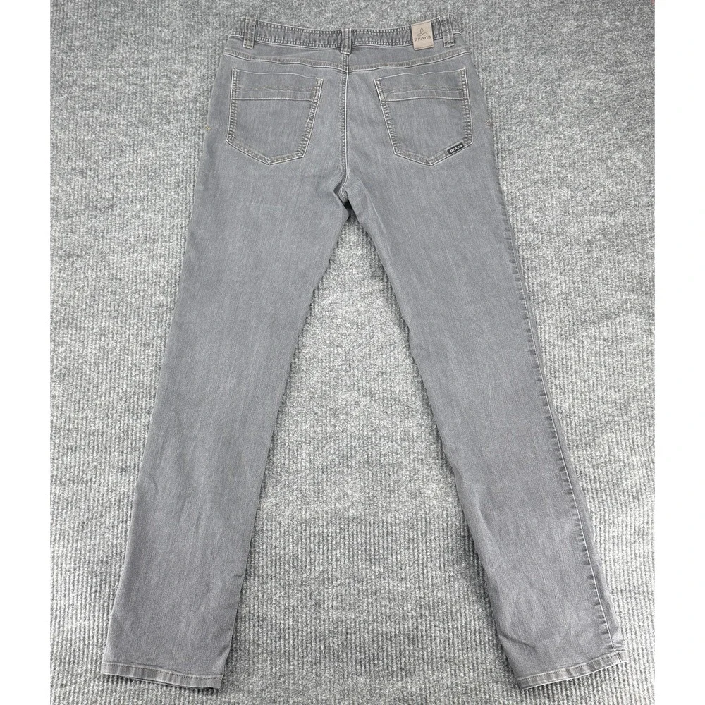 PrAna Slim Fit Jeans Mens 33x36 Gray Medium Wash Slim Straight Stretch Denim